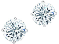 ESTATE .60CT DIAMOND 14KT WHITE GOLD 3D ROUND SOLITAIRE STUD EARRINGS
