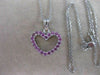 ESTATE PINK SAPPHIRE 14KT WHITE GOLD OPEN HEART PENDANT + CHAIN