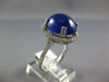 ESTATE LARGE 11.73CT DIAMOND & AAA SAPPHIRE 14KT WHITE GOLD OVAL CABOCHON RING