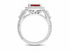 GIA CERTIFIED 2.98CT DIAMOND & AAA RUBY PLATINUM HALO FILIGREE ENGAGEMENT RING