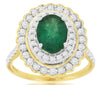 2.44CT DIAMOND & AAA EMERALD 14KT YELLOW GOLD OVAL & ROUND HALO ANNIVERSARY RING