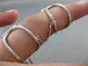 ESTATE WIDE .16CT DIAMOND 14KT WHITE GOLD 3D DOUBLE SEMICIRCLE CHAIN FUN RING