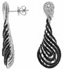 ESTATE 1.67CT WHITE & BLACK DIAMOND 14KT WHITE GOLD MULTI ROW TEAR DROP EARRINGS