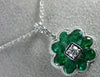 ESTATE 1.22CT DIAMOND & AAA EMERALD 18KT WHITE GOLD 3D FILIGREE FLOATING PENDANT