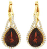 4.9CT DIAMOND & AAA GARNET 14KT YELLOW GOLD PEAR SHAPE & ROUND HANGING EARRINGS
