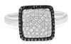 ESTATE .50CT WHITE & BLACK DIAMOND 14KT WHITE GOLD CLASSIC SQUARE HALO FUN RING