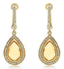 .54CT DIAMOND & AAA CITRINE 14KT YELLOW GOLD PEAR SHAPE & ROUND HANGING EARRINGS
