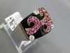WIDE .95CT DIAMOND & AAA PINK SAPPHIRE & ONYX 18KT WHITE & ROSE GOLD ETOILE RING