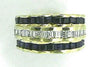 WIDE 2.95CT DIAMOND AAA SAPPHIRE 14KT YELLOW GOLD 3 ROW CHANNEL ANNIVERSARY RING