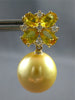 5.02CT DIAMOND & AAA YELLOW SAPPHIRE & SOUTH SEA PEARL 18KT YELLOW GOLD EARRINGS