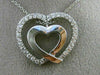 ESTATE .80CT DIAMOND 14KT WHITE GOLD 3D DOUBLE HEART LOVE PENDANT & CHAIN #15916
