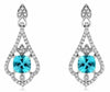 ESTATE 1.78CT DIAMOND & AAA BLUE TOPAZ 14K WHITE GOLD TEAR DROP HANGING EARRINGS