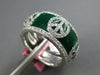ESTATE 1.40CT DIAMOND & GREEN ENAMEL 18K WHITE GOLD ETERNITY PEACE SIGN FUN RING
