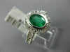 1.27CT DIAMOND & EMERALD 14K WHITE GOLD OVAL HALO BEZEL FILIGREE ENGAGEMENT RING