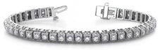 6.0CT DIAMOND 14KT WHITE GOLD 3D ROUND SQUARE SETTING FILIGREE TENNIS BRACELET