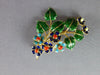 LARGE AAA OPAL & CORAL & ENAMEL 14KT YELLOW GOLD FLOWER LEAF BROOCH PIN PENDANT