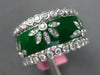 WIDE 1.44CT DIAMOND & GREEN ENAMEL 18K WHITE GOLD MULTI FLOWER ETERNITY FUN RING