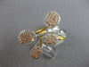 LARGE .75CT DIAMOND 14KT TRI COLOR GOLD 3D CLUSTER MULTI FLOWER CRISS CROSS RING