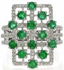 ESTATE LARGE 1.9OCT DIAMOND & AAA EMERALD 18KT WHITE GOLD 3D SQUARE CHECKER RING