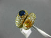 ESTATE LARGE 5.05CT DIAMOND AAA BLUE & YELLOW SAPPHIRE 18KT YELLOW GOLD 3D RING