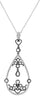 LARGE 1.21CT ROSE CUT DIAMOND 18KT WHITE & BLACK GOLD TEAR DROP FLOATING PENDANT