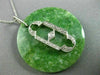 ANTIQUE LARGE .45CT OLD MINE DIAMOND & JADE PLATINUM 3D CIRCLE PENDANT #25415