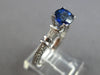 1.15CT DIAMOND & AAA SAPPHIRE 14KT WHITE GOLD 3D 3 STONE ENGAGEMENT RING #28036