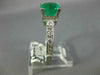 ESTATE 2.35CT DIAMOND & AAA EMERALD 18KT WHITE GOLD 3D OCTAGON ENGAGEMENT RING