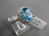 ESTATE LARGE 3.89CTW DIAMOND & AAA BLUE TOPAZ 14KT WHITE GOLD 3D OVAL FUN RING