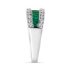 1.22CT DIAMOND & AAA EMERALD 18K WHITE GOLD 3D ROUND & BAGUETTE ANNIVERSARY RING