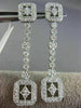 ESTATE .91CT DIAMOND 18KT WHITE GOLD RECTANGULAR MILGRAIN STAR HANGING EARRINGS