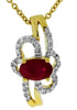 .78CT DIAMOND & AAA RUBY 14K YELLOW GOLD FLOWER CRISS CROSS FUN FLOATING PENDANT
