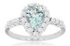 1.35CT DIAMOND & AAA AQUAMARINE 14KT WHITE GOLD PEAR SHAPE HALO ENGAGEMENT RING