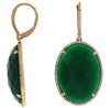 LARGE .45CT DIAMOND & AAA GREEN AGATE 14KT YELLOW GOLD 3D OVAL & ROUND EARRINGS