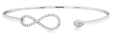 .25CT DIAMOND 14KT WHITE GOLD INFINITY TEAR DROP FLEXIBLE LOVE BANGLE BRACELET
