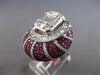 EXTRA LARGE 5.39CT DIAMOND & AAA RUBY 18K WHITE GOLD SEMI CRESCENT COCKTAIL RING