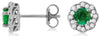 .90CT DIAMOND & AAA EMERALD 14KT WHITE GOLD ROUND FLOWER FILIGREE STUD EARRINGS