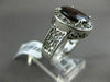ESTATE LARGE 4.49CT DIAMOND & AAA GARNET 14KT WHITE GOLD OVAL FILIGREE FUN RING