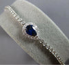 LONG 1.41CT DIAMOND AAA SAPPHIRE 18KT WHITE GOLD PEAR SHAPE HALO TENNIS BRACELET