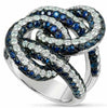 ESTATE LARGE 7.15CT DIAMOND & AAA SAPPHIRE 18K WHITE & BLACK GOLD LOVE KNOT RING