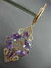 ESTATE 10.0CT MULTI GEM 14KT ROSE GOLD OPEN FILIGREE TEAR DROP HANGING EARRINGS