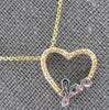 ESTATE .02CT DIAMOND 14KT 2 TONE GOLD 3D OPEN HEART FUN LOVE FLOATING PENDANT