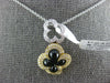 .23CT DIAMOND & AAA ONYX 14KT 2 TONE GOLD 4 LEAF CLOVER FLOWER FLOATING PENDANT