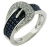 ESTATE .46CT DIAMOND & AAA SAPPHIRE 14KT WHITE GOLD 3D CLASSIC FUN BELT RING