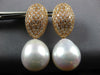 LARGE 2.2CT DIAMOND & AAA SOUTH SEA PEARL 18K ROSE GOLD CLUSTER HANGING EARRINGS