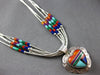 LARGE & LONG AAA MULTI GEM 925 SILVER FILIGREE HEART BY THE YARD NECKLACE #28012