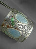 ESTATE LARGE 19.70CT DIAMOND & AAA AQUAMARINE 18KT WHITE GOLD 3D BANGLE BRACELET