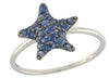 ESTATE .50CT AAA SAPPHIRE 14K WHITE & BLACK GOLD 3D ROUND STARFISH FUN LOVE RING