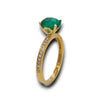 1.57CT DIAMOND & AAA EMERALD 18KT YELLOW GOLD 3D CLASSIC 4 PRONG ENGAGEMENT RING