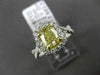 ESTATE 1.65CT GIA FANCY YELLOW DIAMOND 18K TWO TONE GOLD 3D HALO ENGAGEMENT RING
